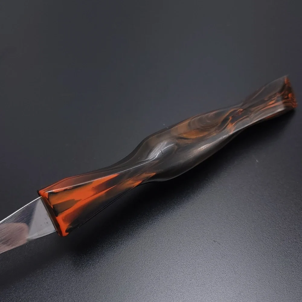 CUTCO 1727 Carving Fork Stainless Steel Two Prong Orange Brown Handle USA‎